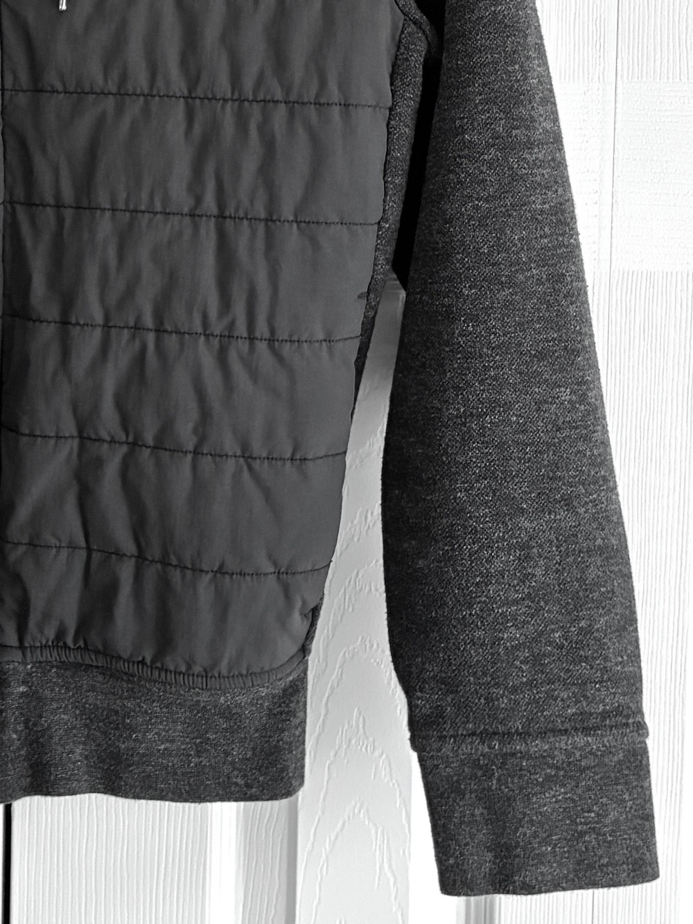 Polo Ralph Lauren Quilted Full Zip Hoodie Women XS Black Gray Hybrid Jacket - Picture 4 of 13